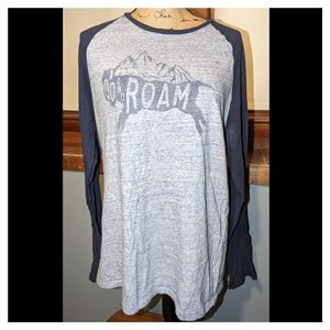 Go And Roam Old Navy Mens Blue Soft Washed Long Sleeve Graphic T Shirt Size L